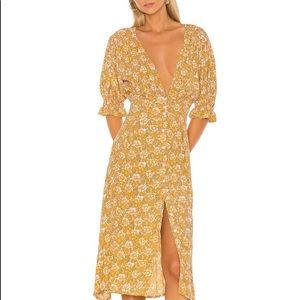 Faithful the Brand yellow floral midi dress